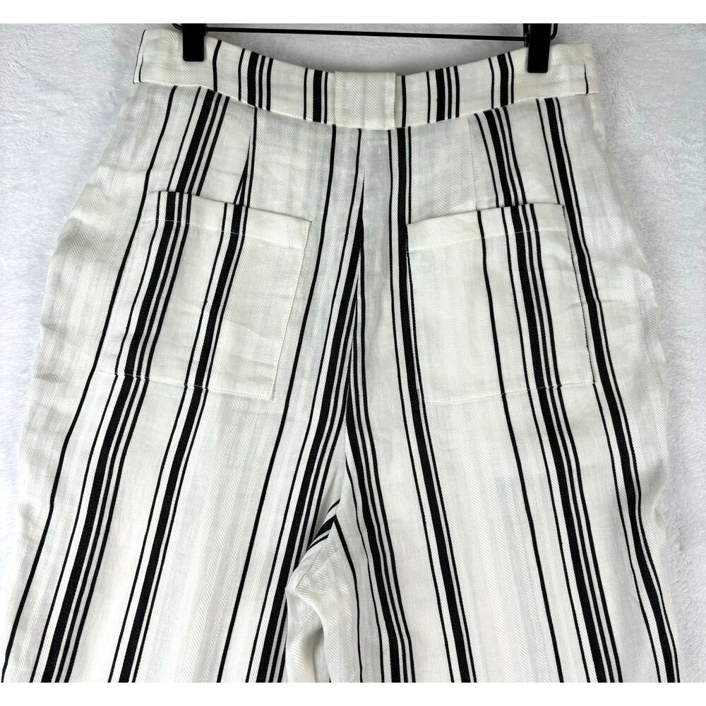 Ted Baker London Linen Asherr Tapered Trouser Pants Size 3 White Striped - Picture 14 of 16
